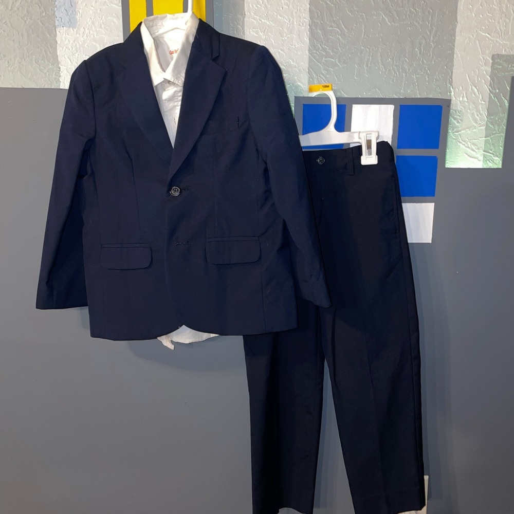 Boy’s Navy Suit Jacket and Pants + Shirt!